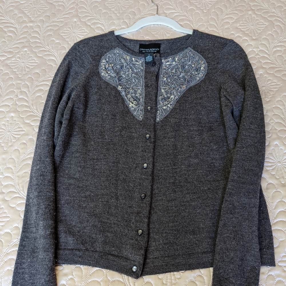 Embroidered wool cardigan